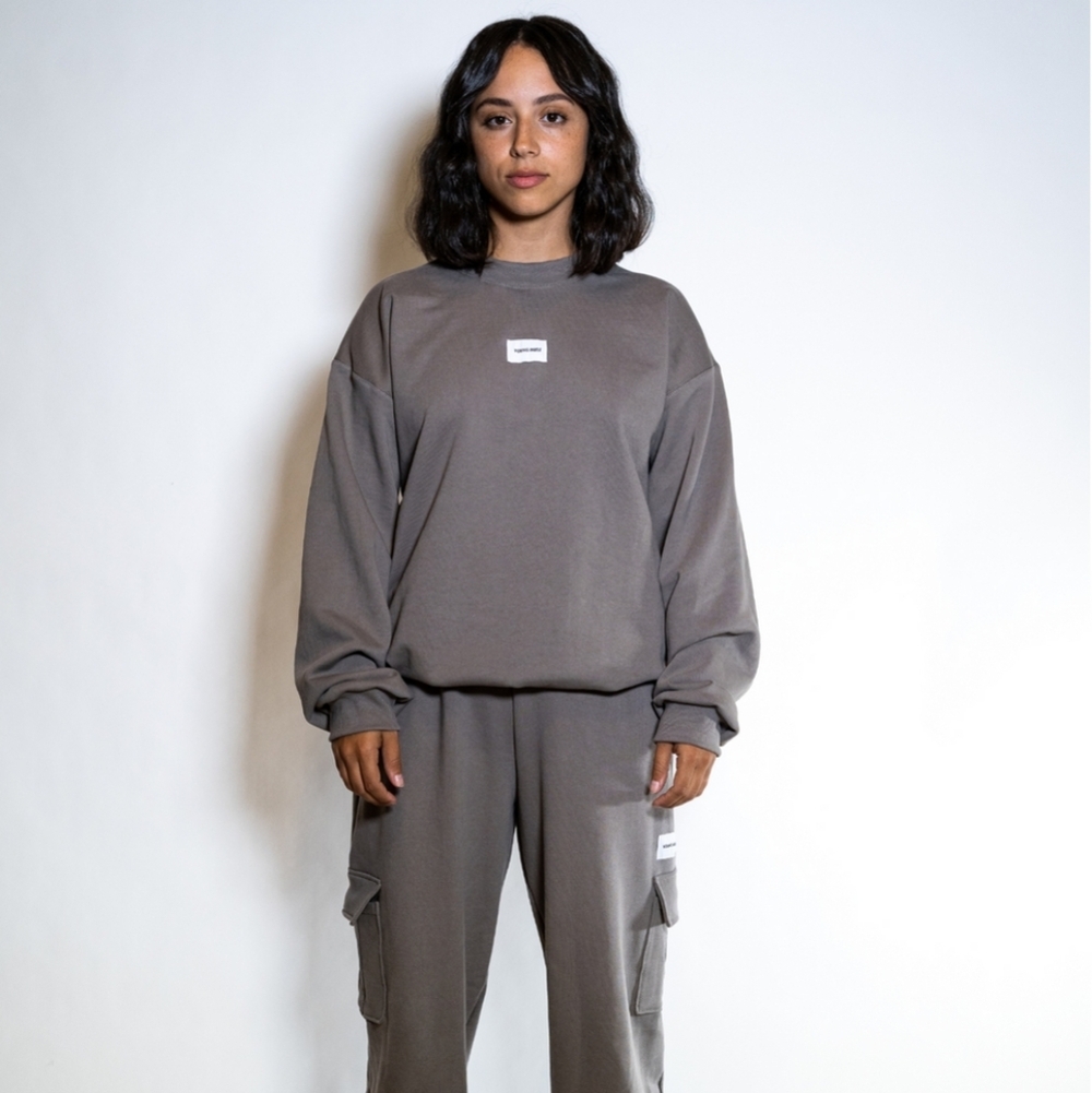 Young Muse Logo French Terry Crewneck Sweatshirt in Graphite - Picture 2 of 8